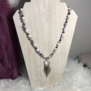 Elegant Silver and White Beaded Necklace